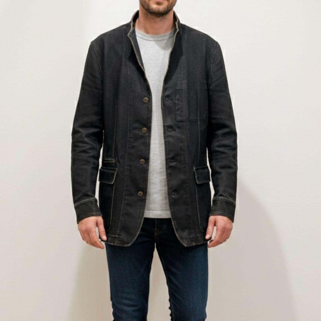 MEN'S TENORAS レザーフロッキー加工 デニム ジャケット L