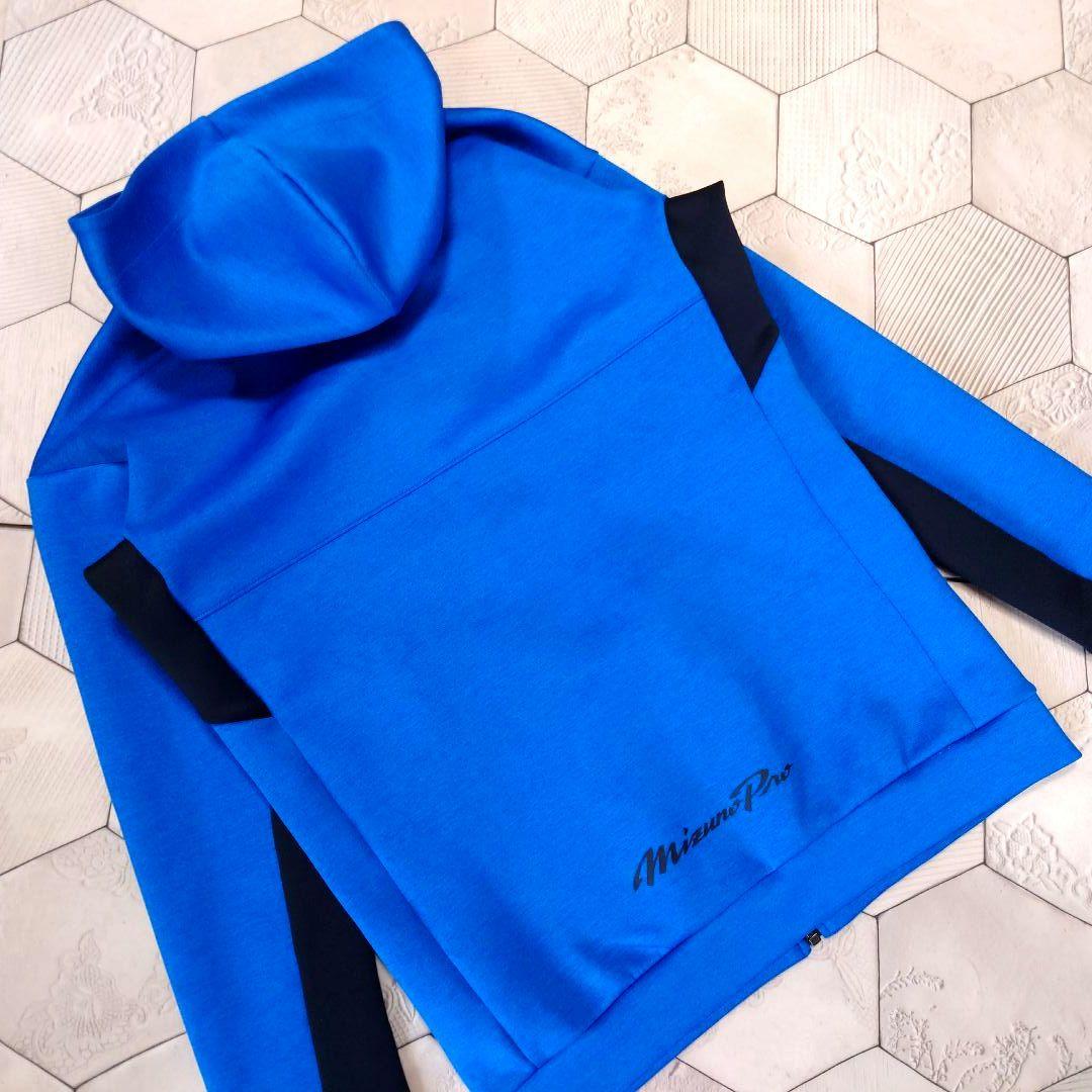極美品 Mizuno Pro ダンボールニット ジップアップパーカー ブルー