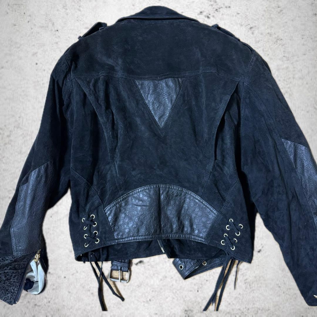 ダブルライダース　レザー　ブラック　ゴールド　ウエスタン　vintage 短丈