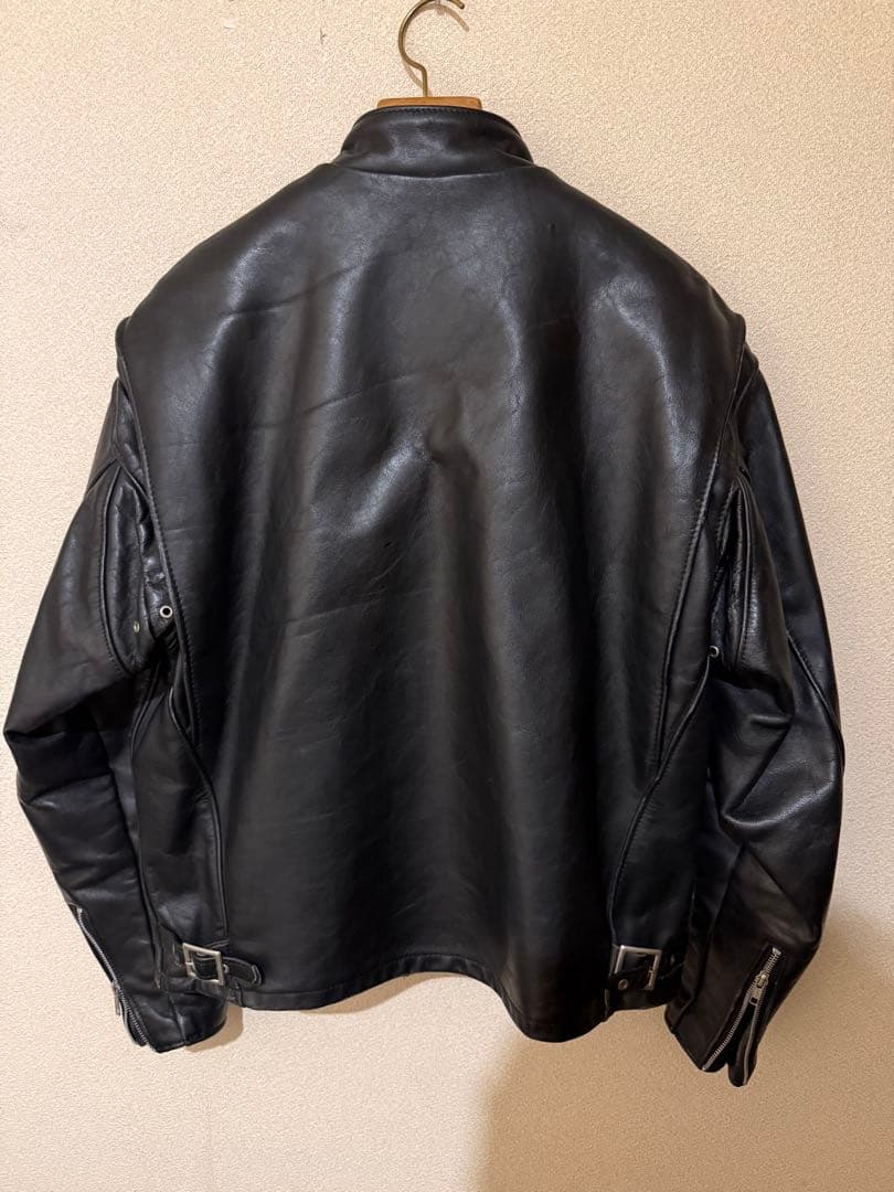 schott 641 シングル サイズ44 ブラック 牛革 ライナー付き
