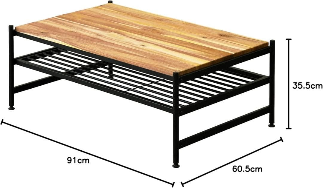 新品✨ガーデンガーデン アイアン＊ウッド アカシア センターテーブル 幅90cm