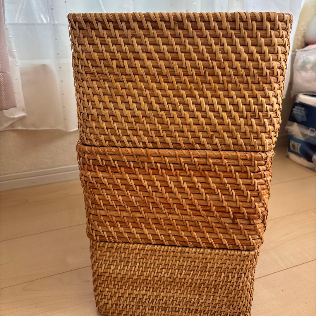 無印　ラタンカゴ　3個セット