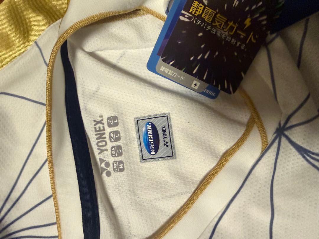 YONEX バドミントンウェア ホワイト ゴールド