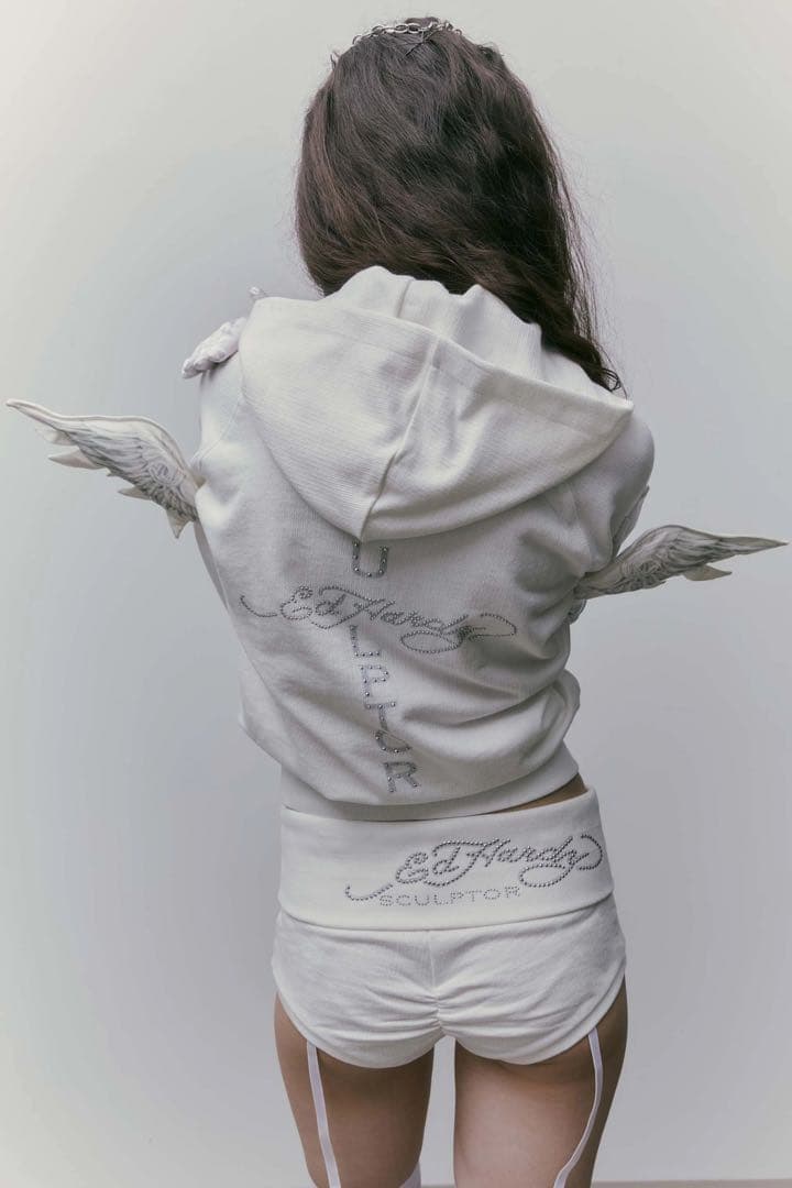 トップス SCULPTOR Ed Hardy Angel Hoodie white