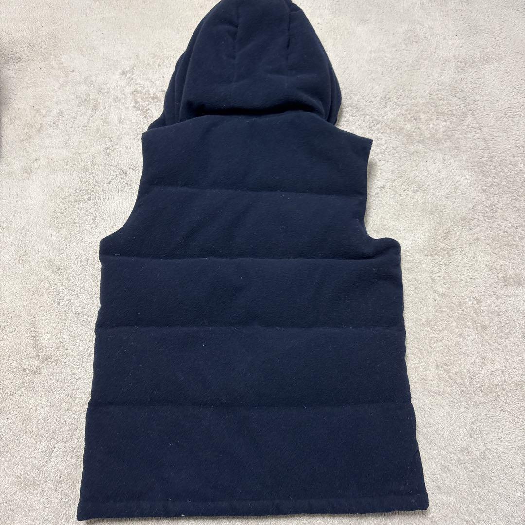 極美品/L✨ダントン×ビームス ダウンベスト ウールモッサ 胡桃ボタン ネイビー