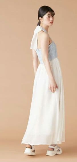 【新品】リリーブラウンCANDY STOCK　ツイードコンビホルターネックワンピ