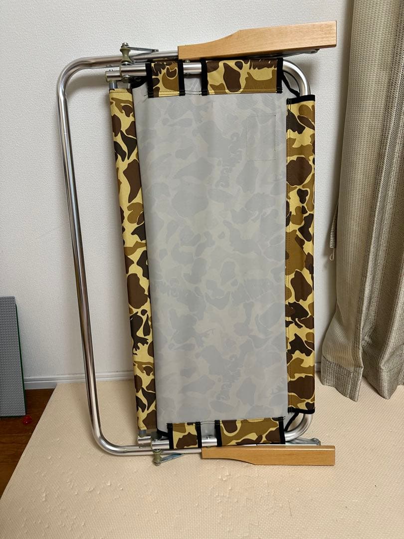 【廃盤・美品】キャンプアウト アルミ背付ベンチ(カモフラージュ)