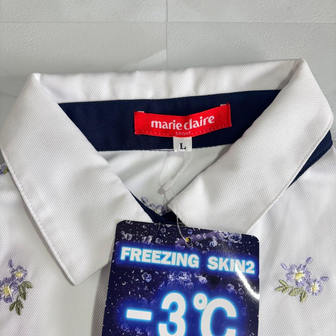 新品 マリクレールSPORTゴルフウエア 花柄 刺繍ワンピース 冷感 M