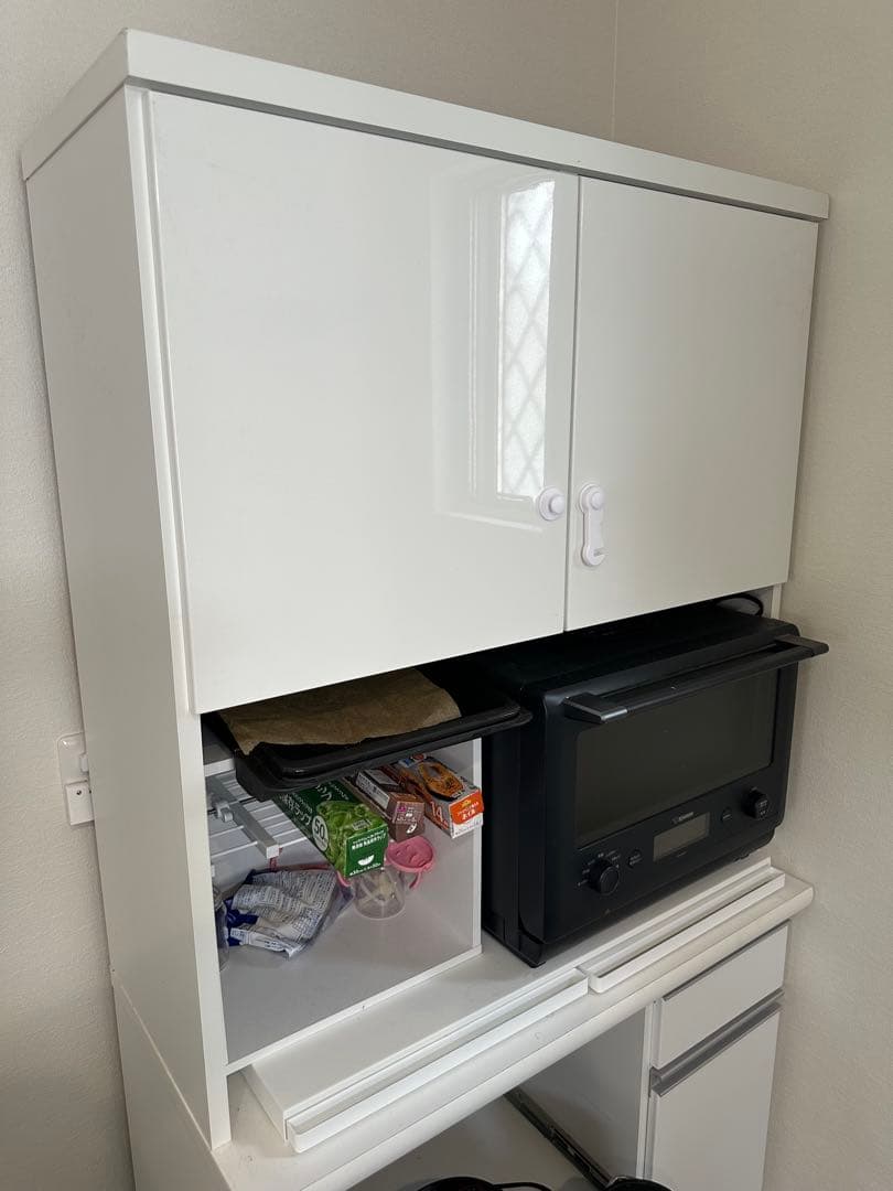 【送料込・最終値下】高機能キッチンボード 幅90cm ホワイト（MOISS採用）