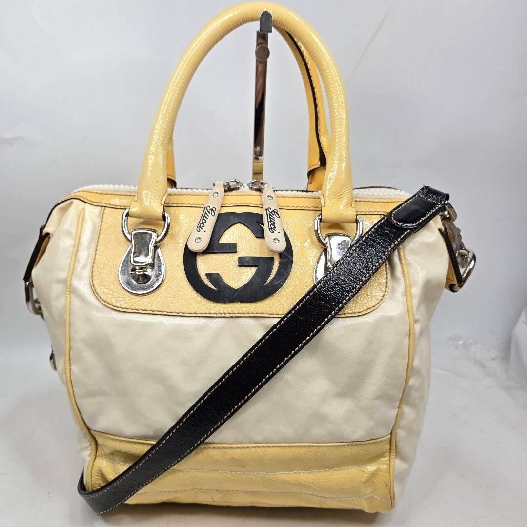 美品 GUCCI 2way レザーショルダーバッグ ハンド インターロッキング