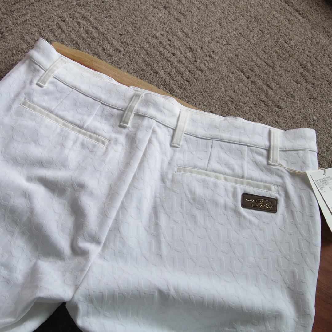 新品タグ付 Felisi GOLF ハーフパンツ モノグラム ホワイト　XL