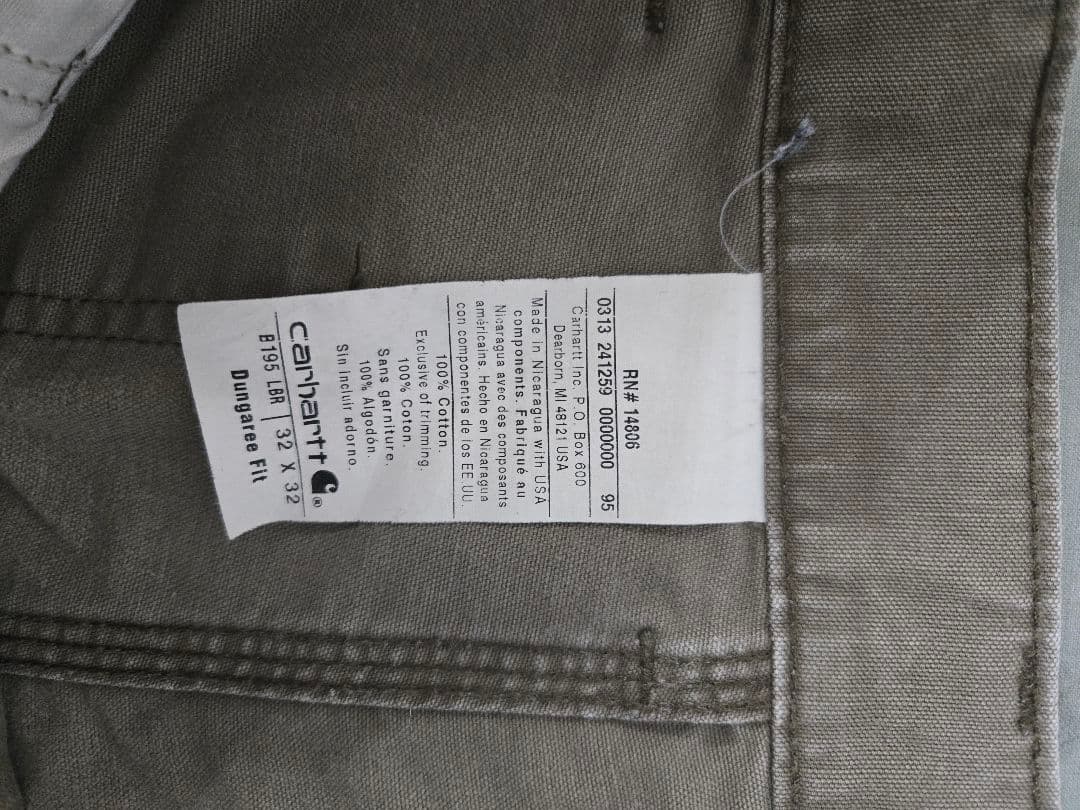 Carhartt カーハート ダブルニー Dungaree W32L32 LBR