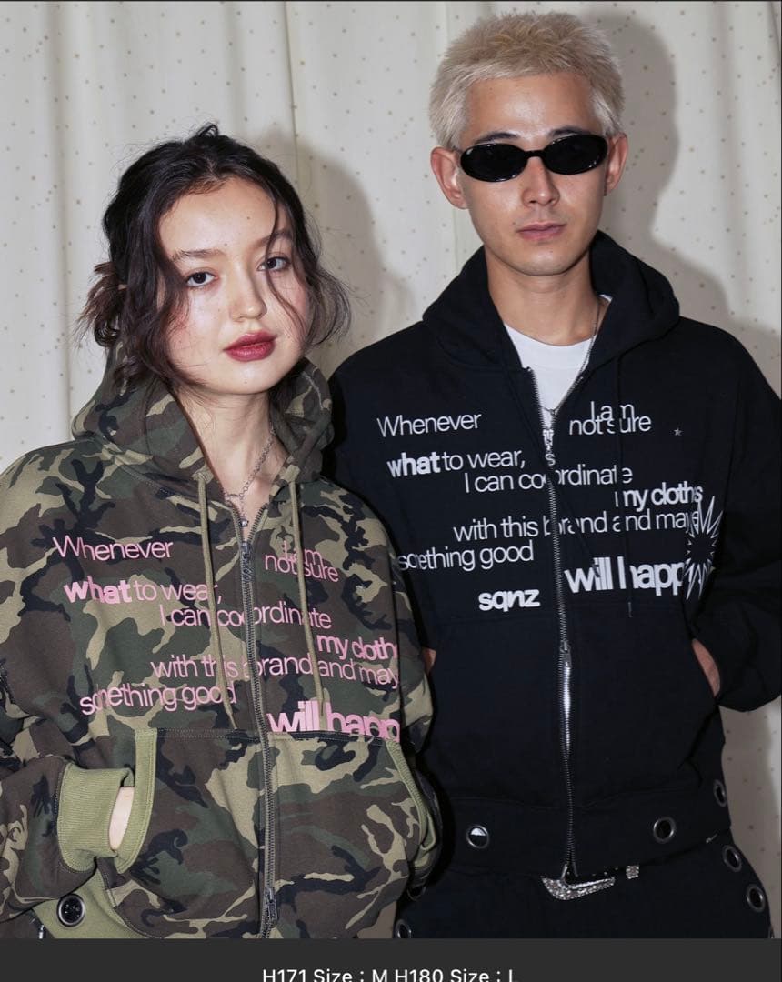 sqnz eyelet zip pk/ジップパーカースタッズフーディハトメ裏起毛