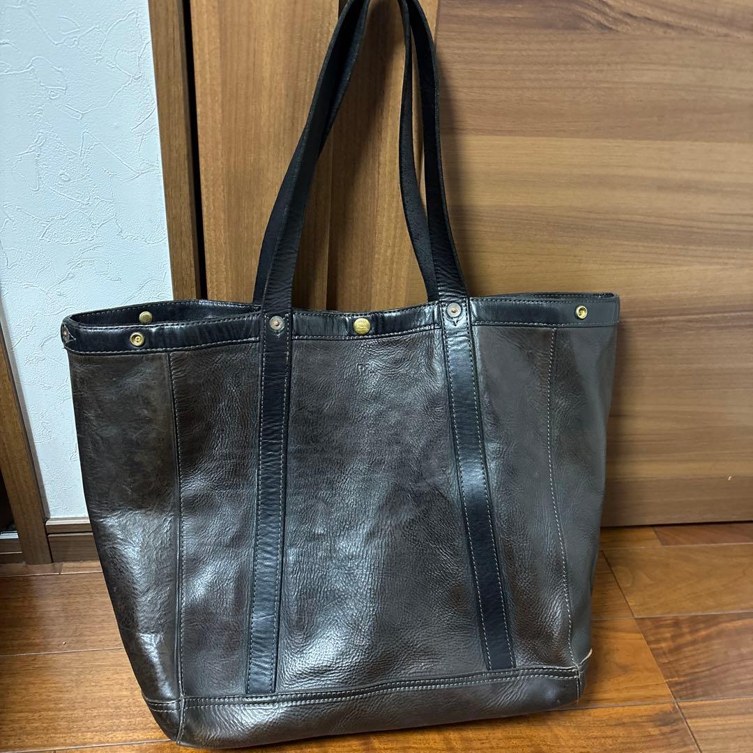 RRLヴィンテージ茶芯オールレザートートバック(ピンバッジ付き)