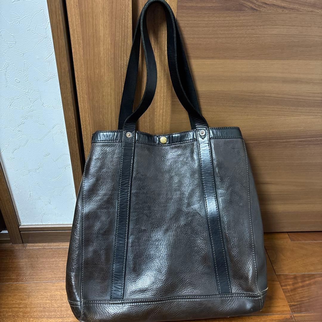 RRLヴィンテージ茶芯オールレザートートバック(ピンバッジ付き)