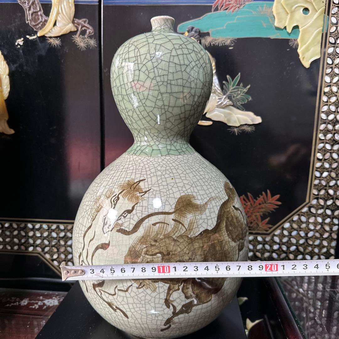 馬のデザインの骨董品　相馬焼 陶器の壺