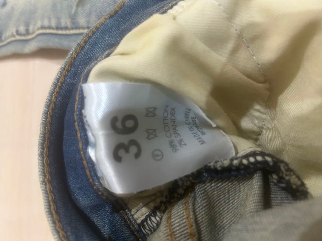 mnmlダメージ加工スリムフィットデニム