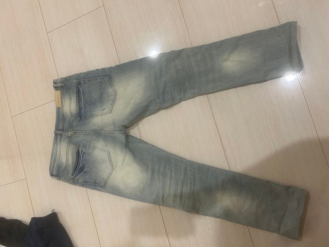 mnmlダメージ加工スリムフィットデニム