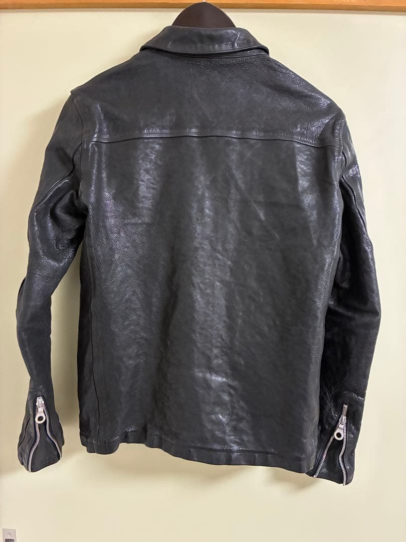 シングルライダース　ジャパンカーフ製品染め　襟付きブルゾン