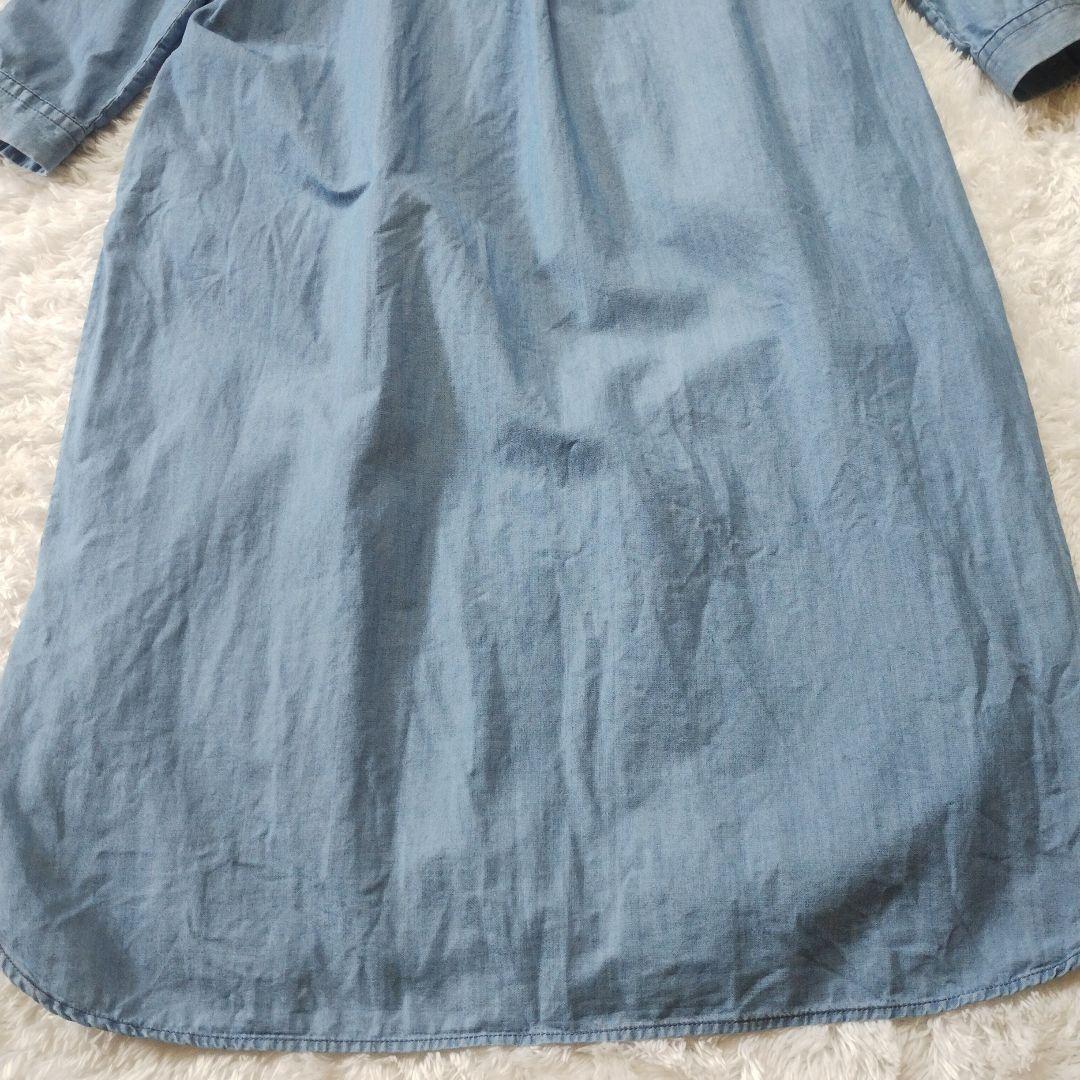 希少★ファビアナフィリッピ　モニーレ　ダンガリー長袖ワンピース　青　カシミヤ混