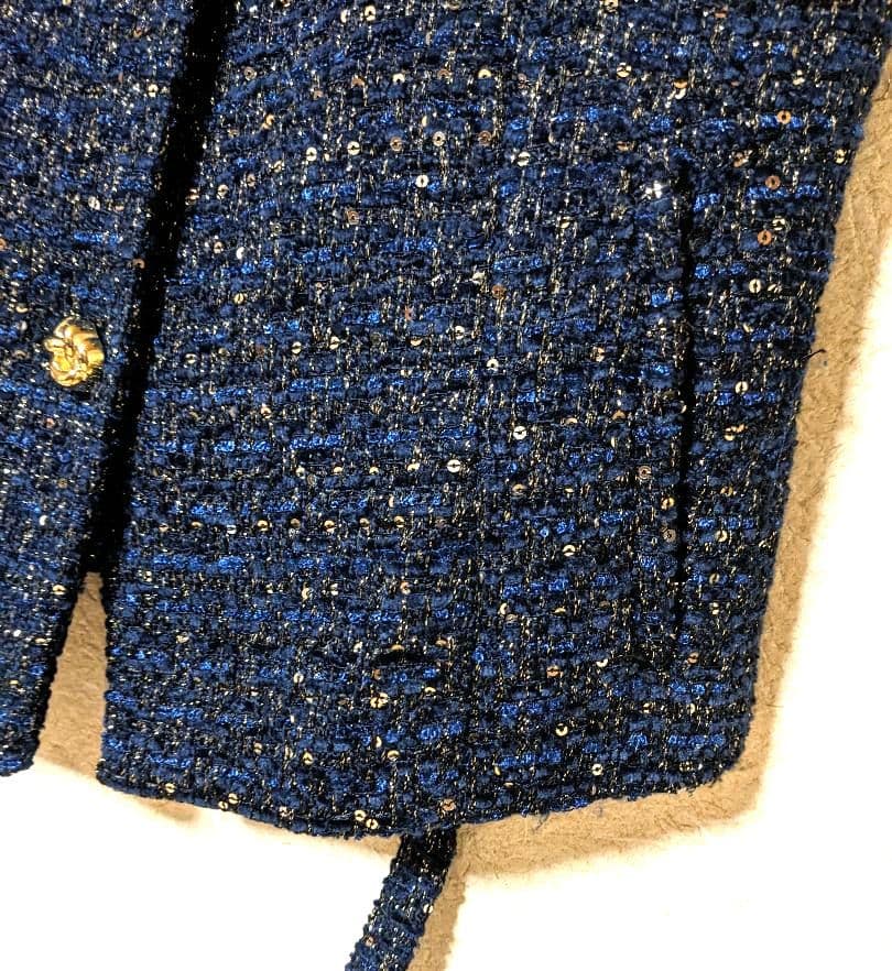 ZARA　ベスト　ツイード　美品　ジレ　金ボタン　ジャケット　ネイビー