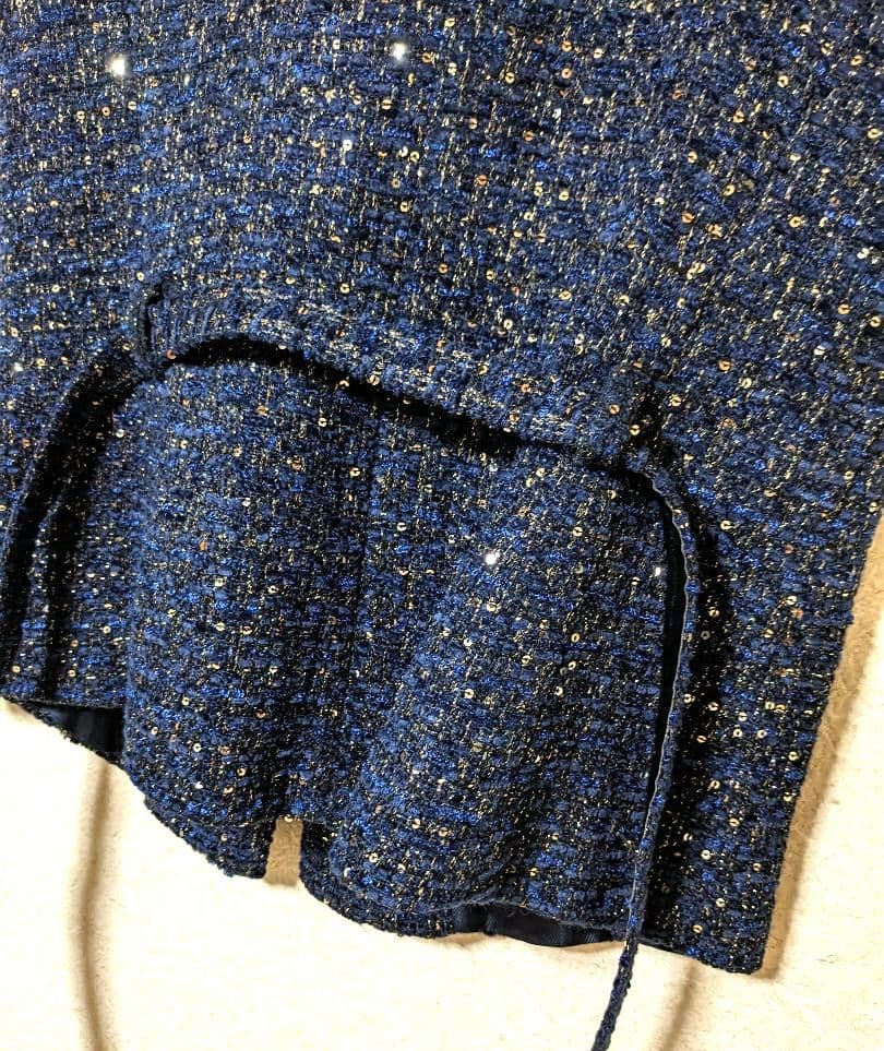 ZARA　ベスト　ツイード　美品　ジレ　金ボタン　ジャケット　ネイビー