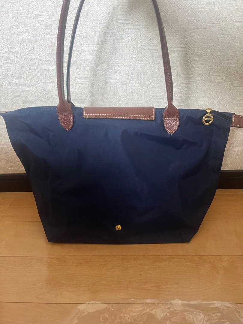 ロンシャン　LONGCHAMP バック　ハンド　トートバッグ 紺&茶色　美品
