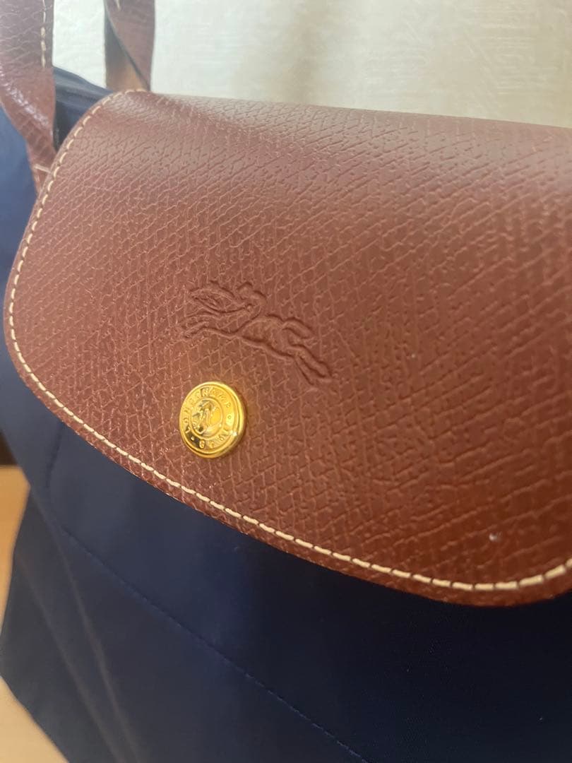ロンシャン　LONGCHAMP バック　ハンド　トートバッグ 紺&茶色　美品