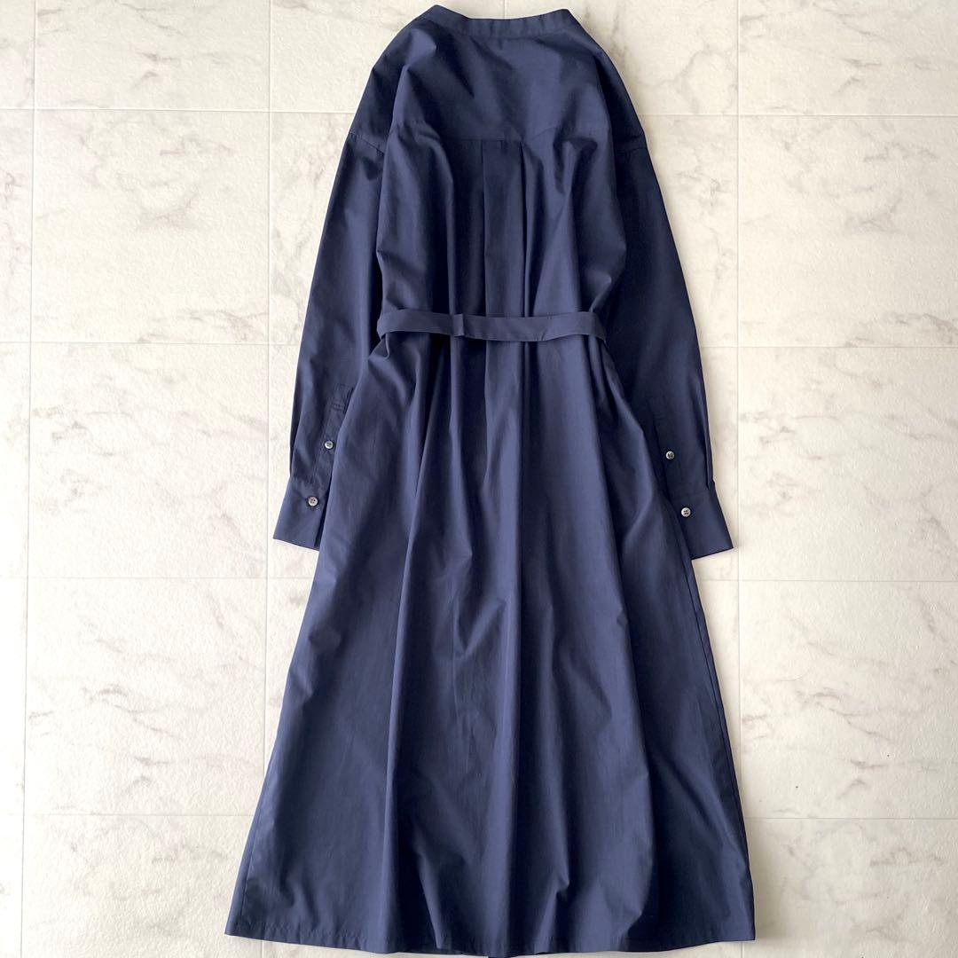 2025.美品.定価3.3万☆アンタイトル 洗える シャツワンピース 紺 44