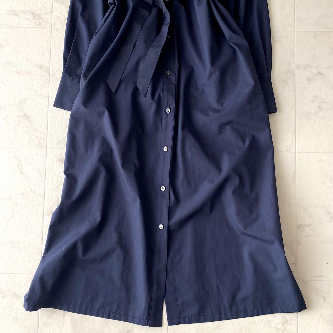 2025.美品.定価3.3万☆アンタイトル 洗える シャツワンピース 紺 44