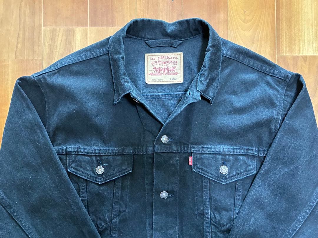 Levi’s70507後染めサルファブラックUSA製L漆黒バキバキコンディション