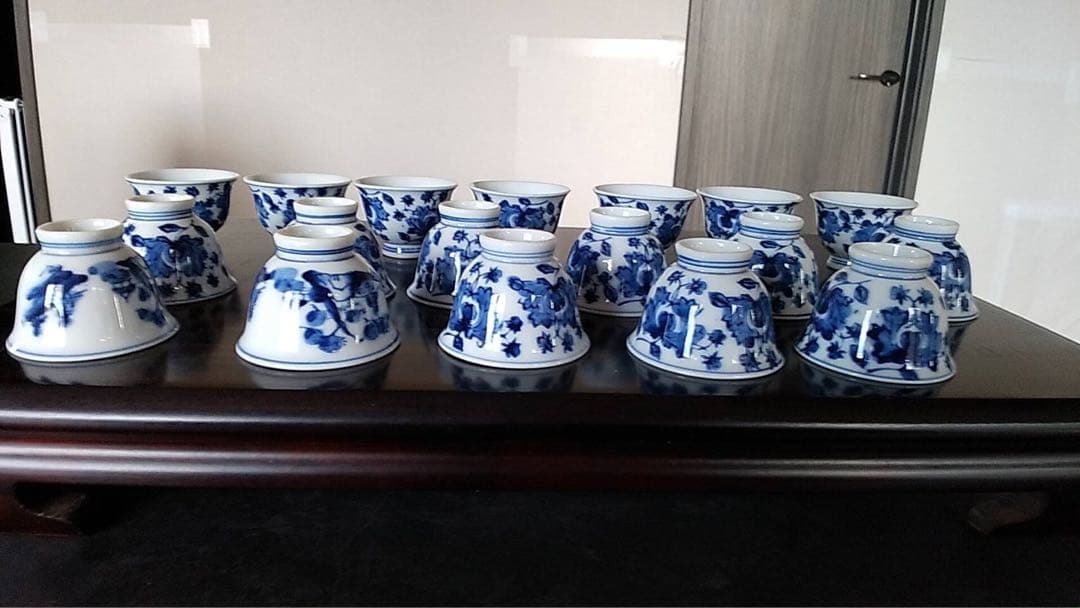 煎茶碗　茶器　染付　栄山造　玉露　茶道具　清水焼　京焼　煎茶器　古道具