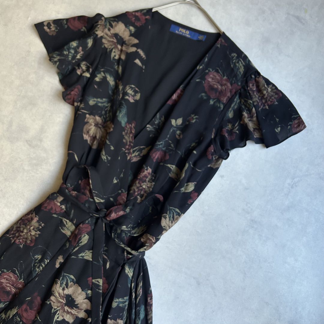美品✨ポロラルフローレン ラップワンピース マキシ丈 シルク100% 花柄
