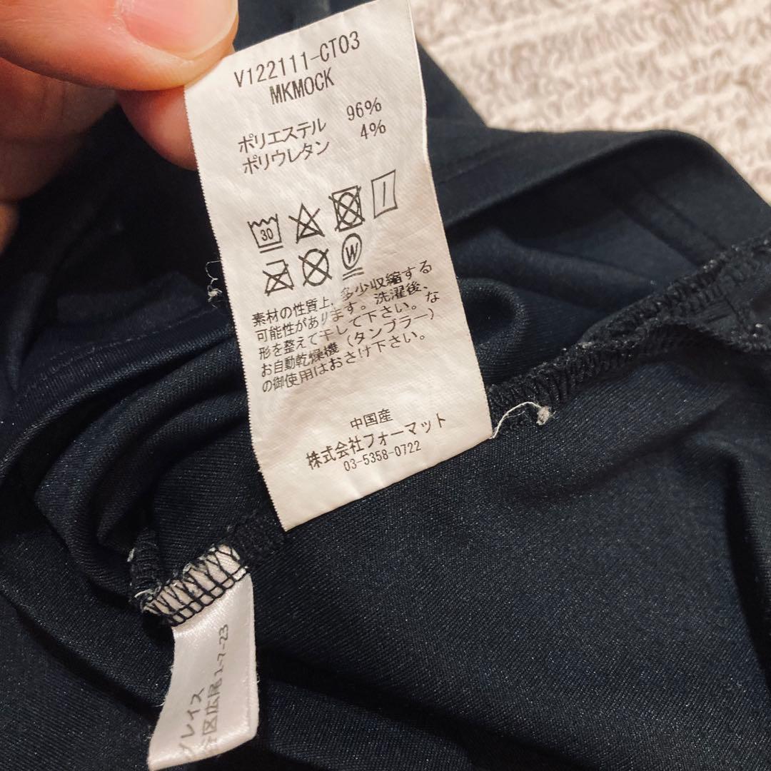 V12 ミッキーマウス 半袖モックネックシャツ ブラック【色褪せ、毛玉無し】黒L