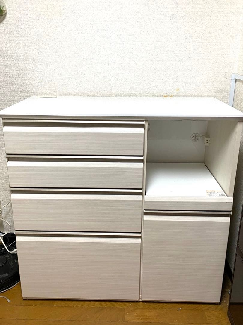 ホワイト食器棚 引き出し付き　カップボード