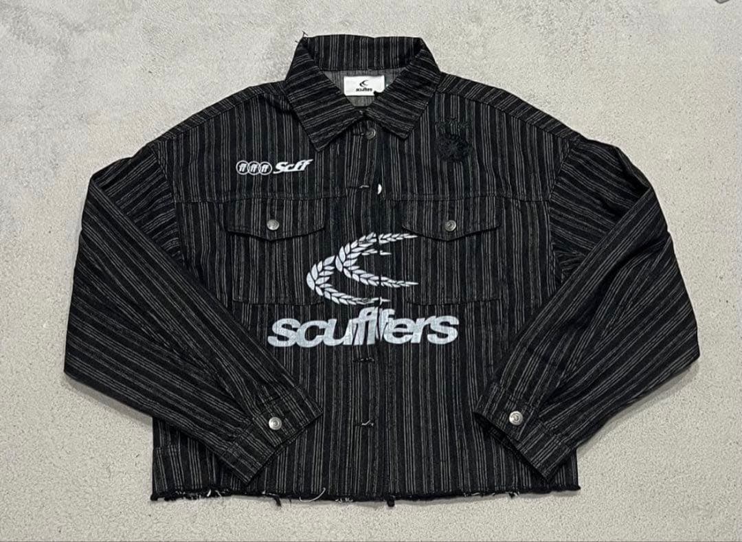 Scuffers ストライプ クロップドデニムジャケット