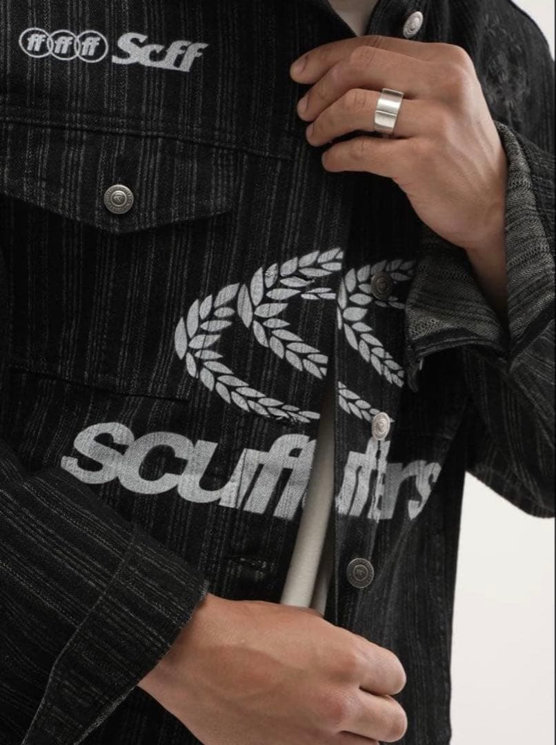 Scuffers ストライプ クロップドデニムジャケット