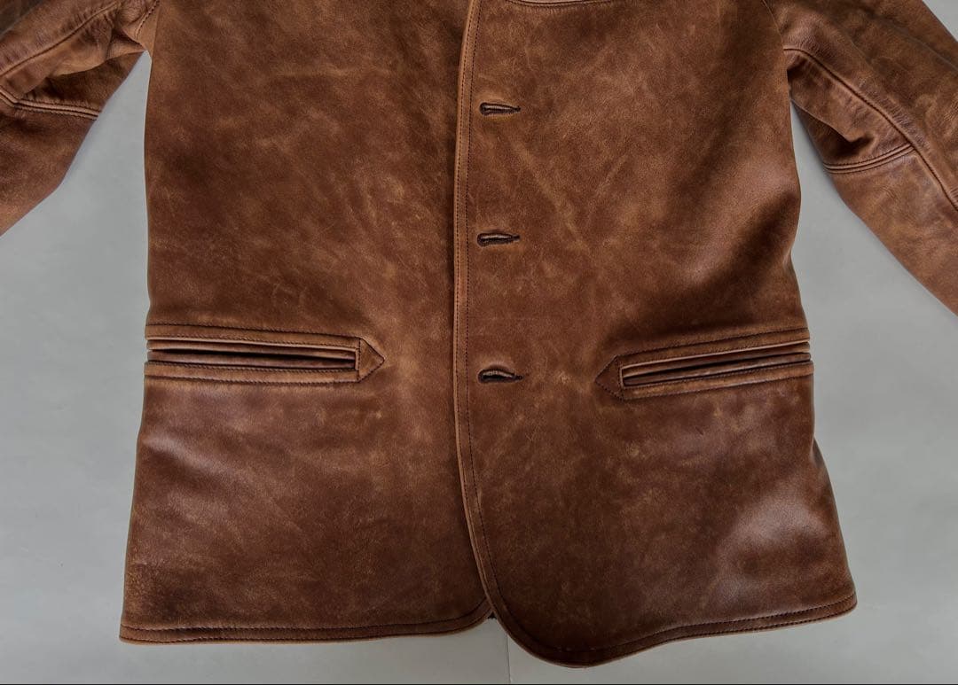 RRL ムートン襟 フルレザー ジャケット ダメージ加工 XS