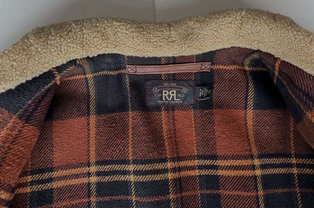 RRL ムートン襟 フルレザー ジャケット ダメージ加工 XS