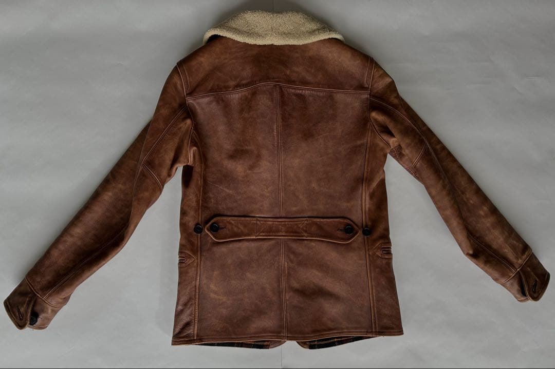 RRL ムートン襟 フルレザー ジャケット ダメージ加工 XS