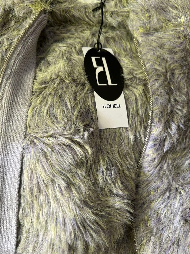 FUR KNIT ZIP HOODIE エルチェレ