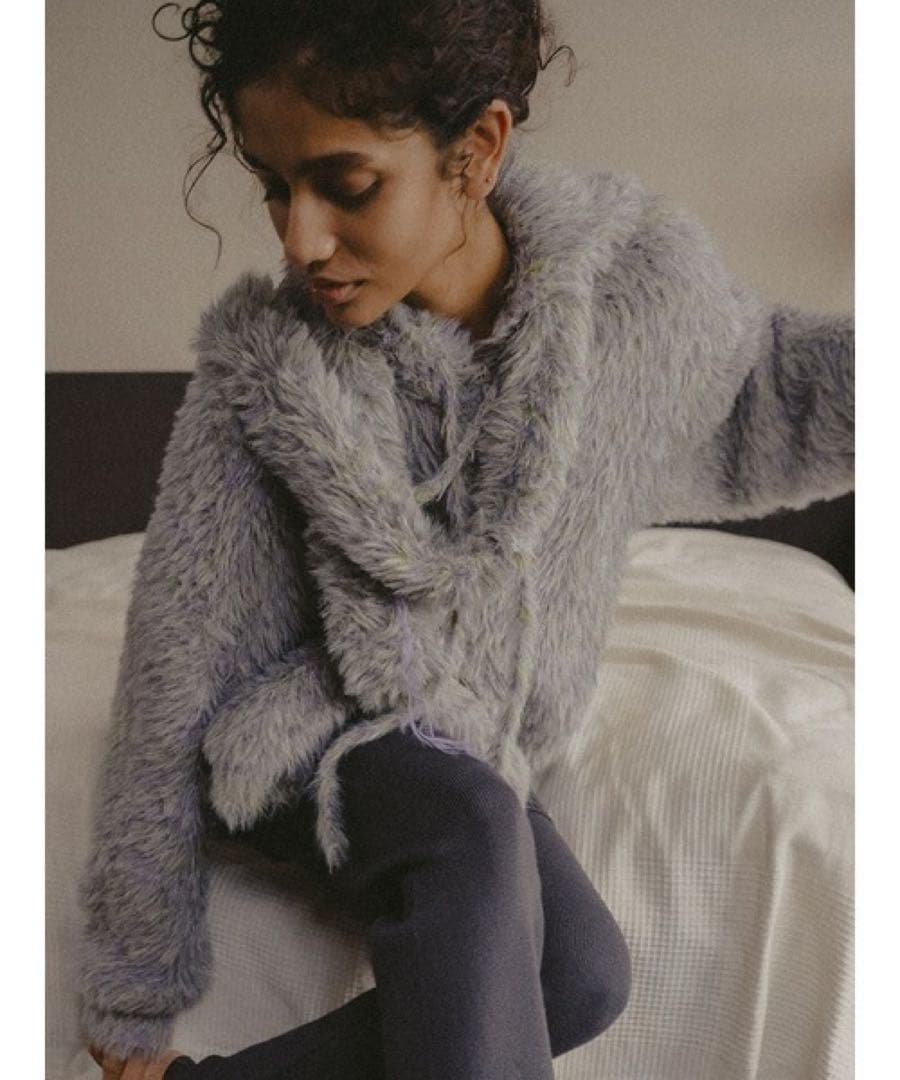 FUR KNIT ZIP HOODIE エルチェレ