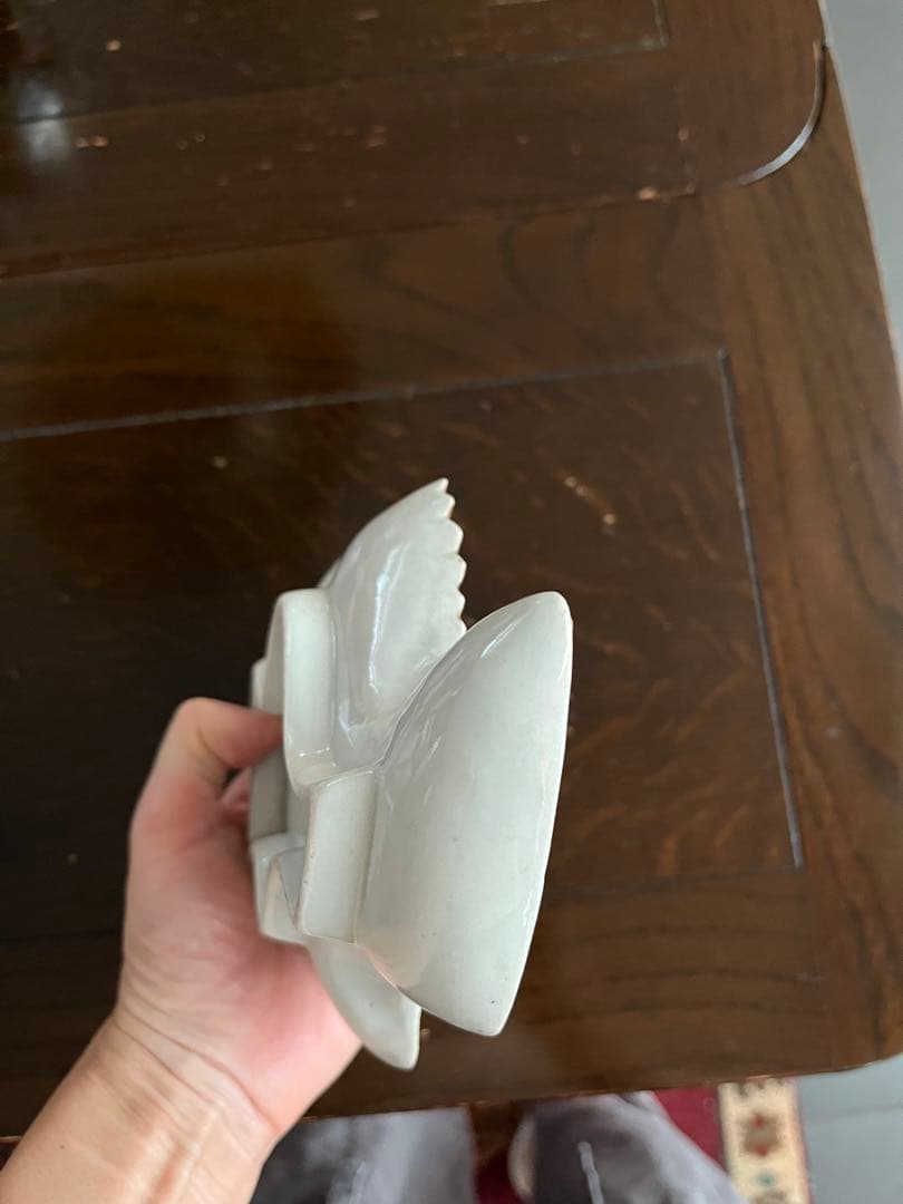 古伊万里　江戸中期　変形皿　鶴形　陽刻　　元禄伊万里