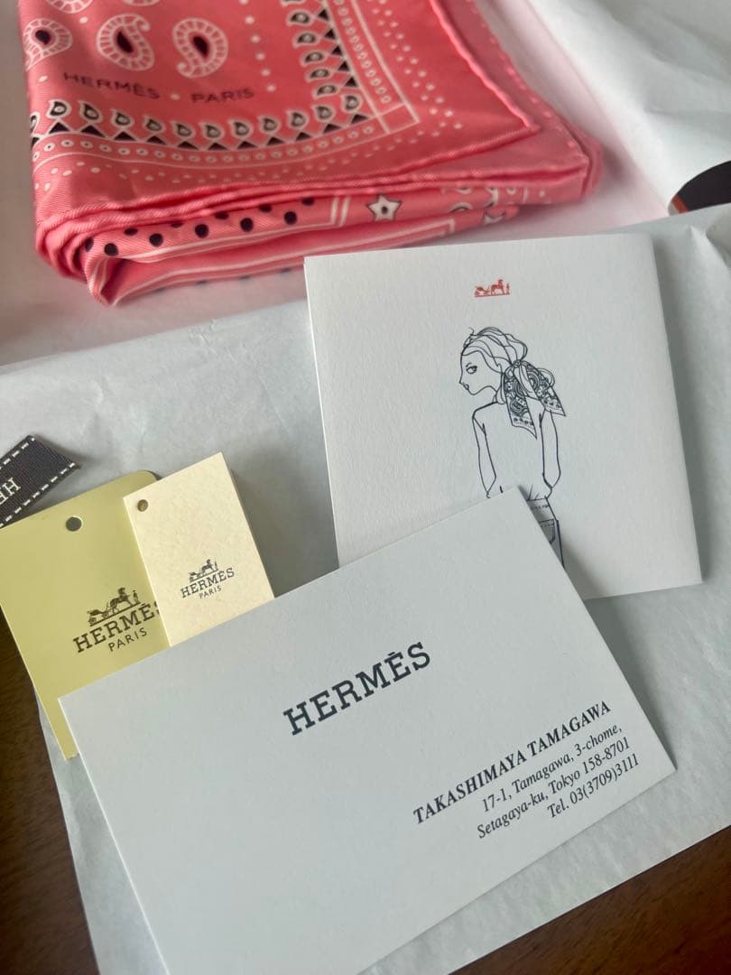 【超美品】HERMES エルメス カレ55 シルクスカーフ ピンク