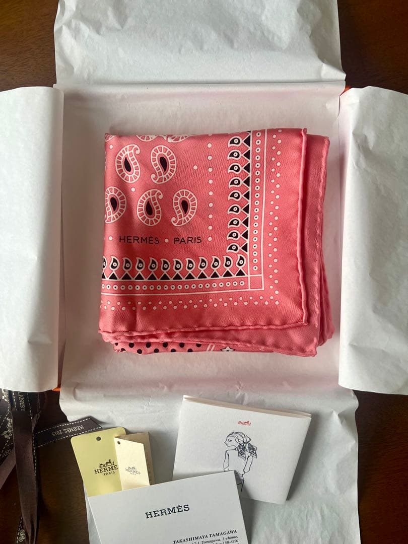 【超美品】HERMES エルメス カレ55 シルクスカーフ ピンク