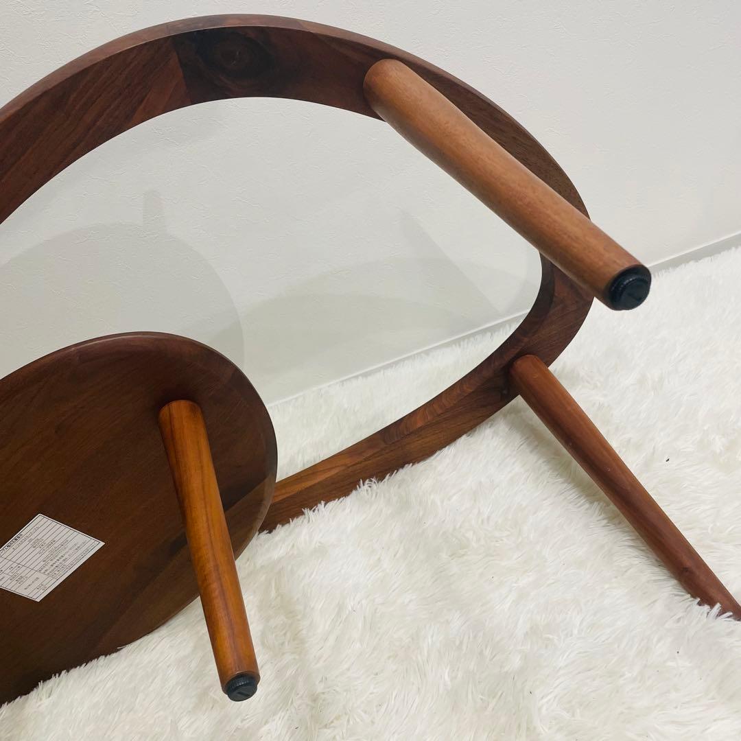 【美品】KEYUCA ケユカ 木製 オーフスガラスローテーブル