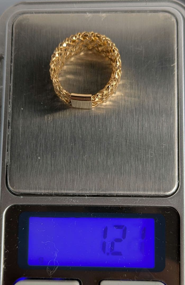 伊製 K18 yg メッシュリング 13号前後 1.2g