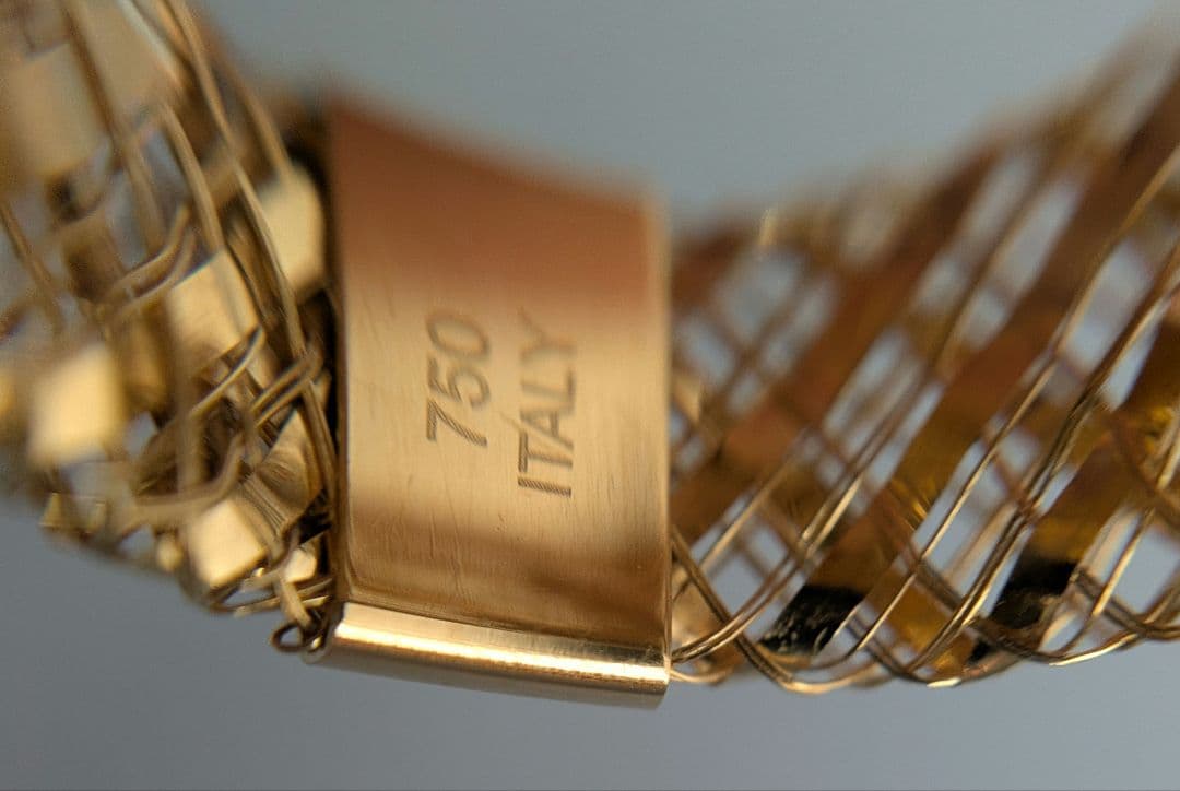 伊製 K18 yg メッシュリング 13号前後 1.2g