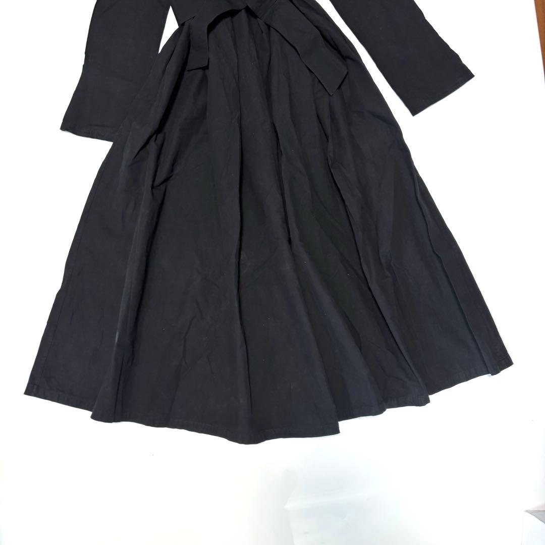 美品 カレンソロジー シャツワンピース リネン リボン ウエストベルト 黒