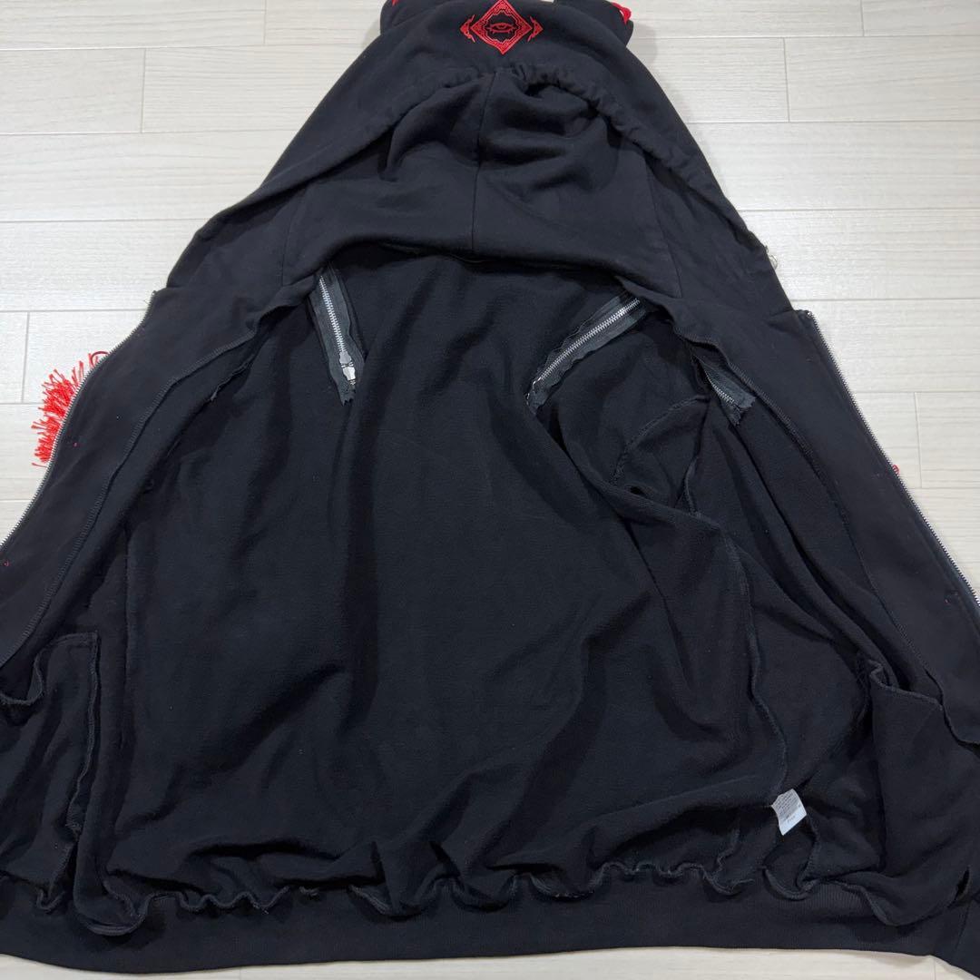 完売品 レフレム うさ耳パーカー ブラック×レッド 地雷系 原宿 コスプレ